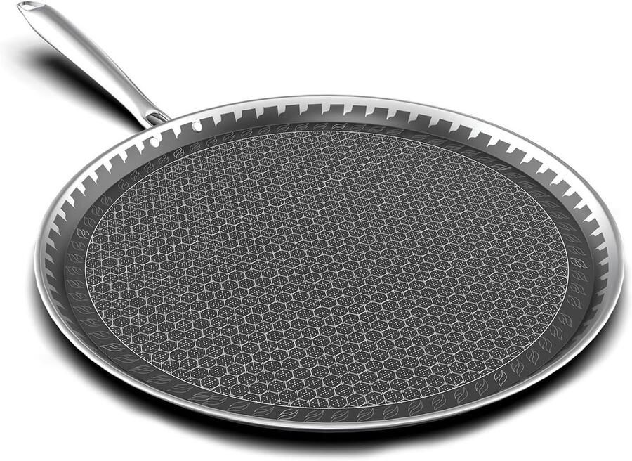 Hybride Dosa Tawa Koekenpan Platte broodjes bakken Honingraat antiaanbaklaag 31 cm Zilver