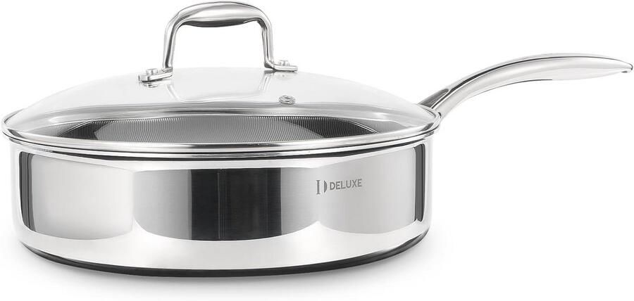 Hybride keramische anti-aanbak diepe sauteerpan 5 Qt met deksel vaatwasser- en ovenbestendig
