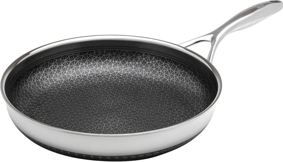 Hybride Koekenpan 12 met Antiaanbaklaag Roestvrij Staal Vaatwasser- en Ovenbestendig PFOA-vrij
