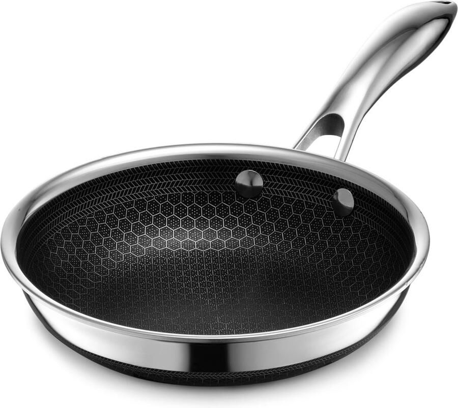 Hybride Koekenpan 18 cm – Anti-aanbak & RVS – Geschikt voor Inductie