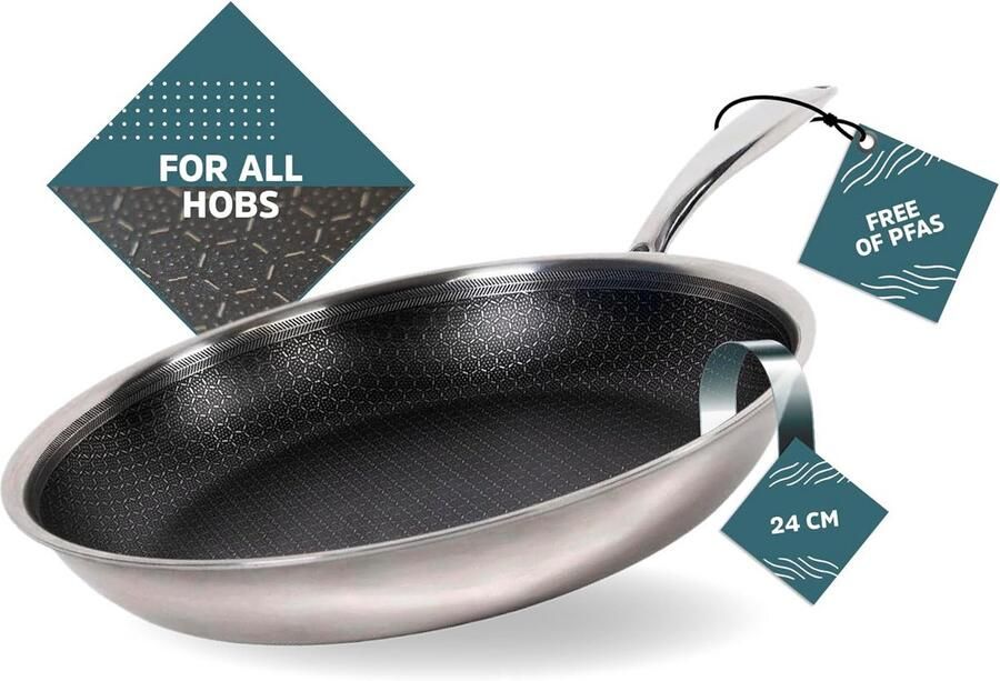Hybride Koekenpan 24 cm Super Anti-Aanbaklaag voor Perfect Bakresultaat
