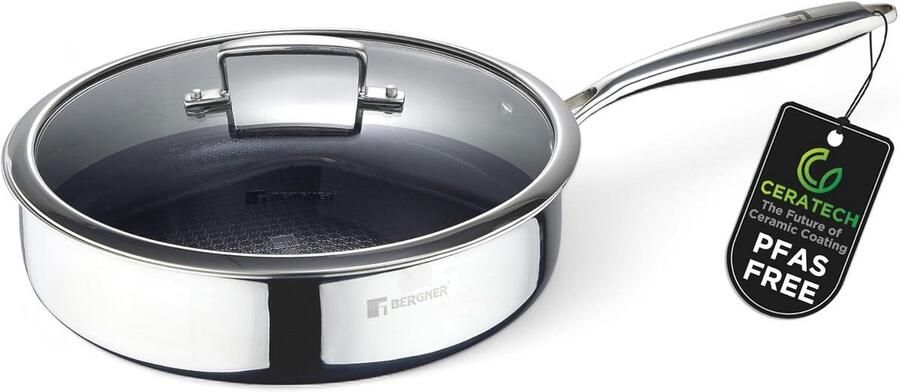 Hybride Koekenpan 28 cm met Keramische Coating en Glazen Deksel
