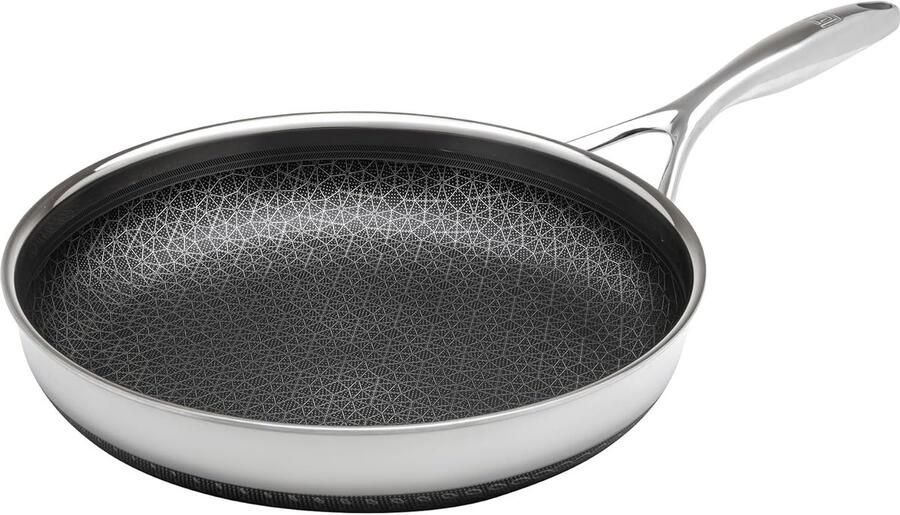 Hybride Koekenpan RVS Gelijkmatig Bakken Diamant Gecoat 30 cm Zilver Zwart