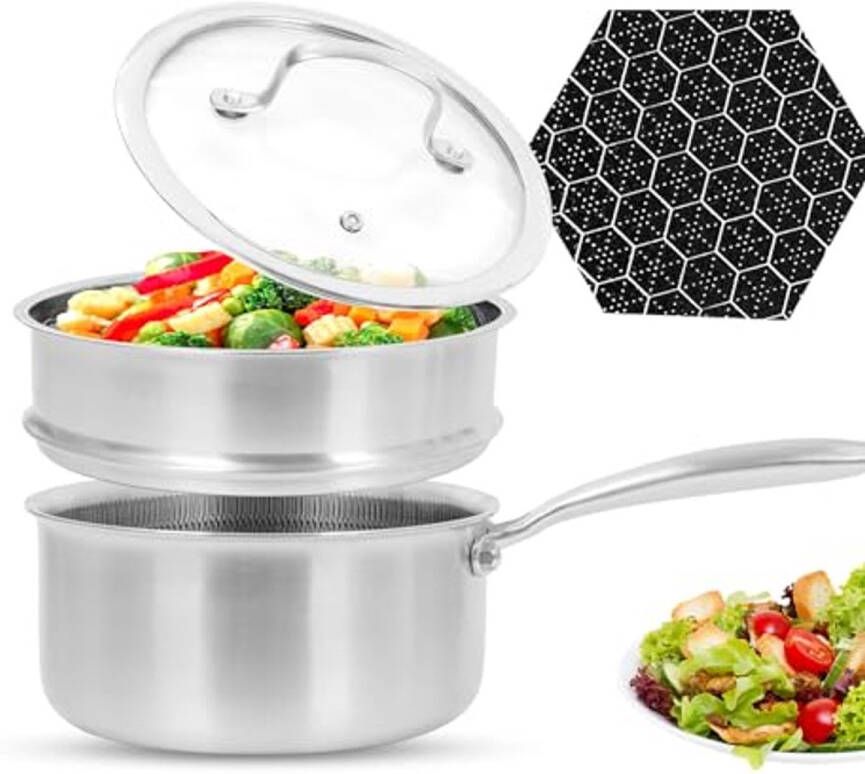Hybride Roestvrijstalen Steelpan met Stomer 2 0 Qt Vaatwasser- en Ovenbestendig