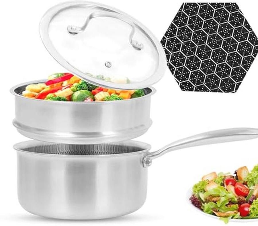 Hybride Roestvrijstalen Steelpan met Stomer 2 0 Qt Vaatwasser- en Ovenbestendig