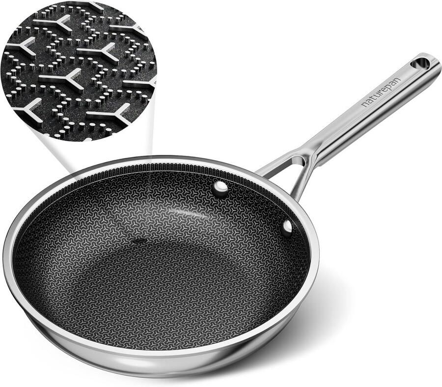 Hybride Rvs Koekenpan met Keramische Antiaanbaklaag en Honingraatstructuur 20 cm