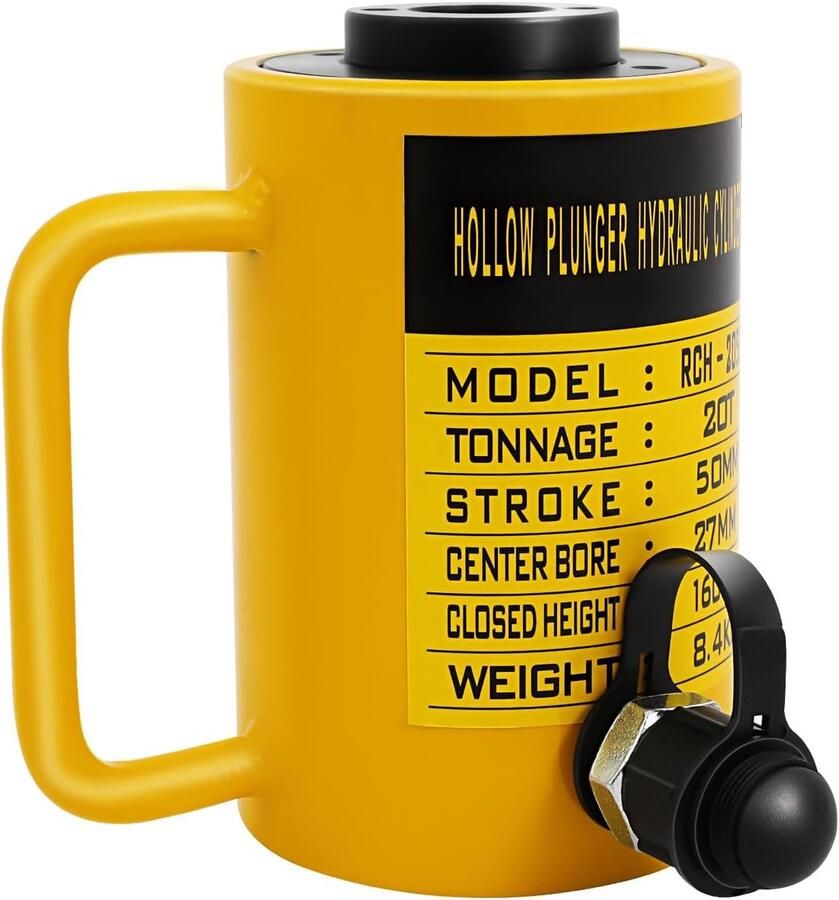Hydraulische Cilinder Fleskrik Kracht Zwaar Tillen 20 Ton Capaciteit 50mm Slag Geel Zwart