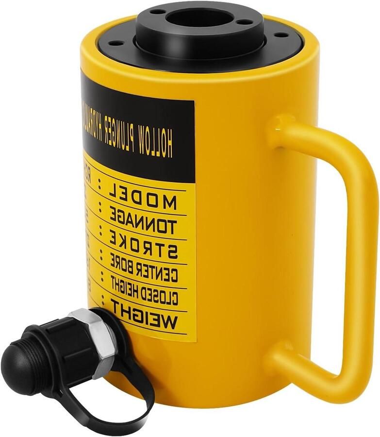 Hydraulische Cilinder Hollow Piston Zware Lasten Hefen Hollow Piston Design 20 Ton Capaciteit Geel Zwart
