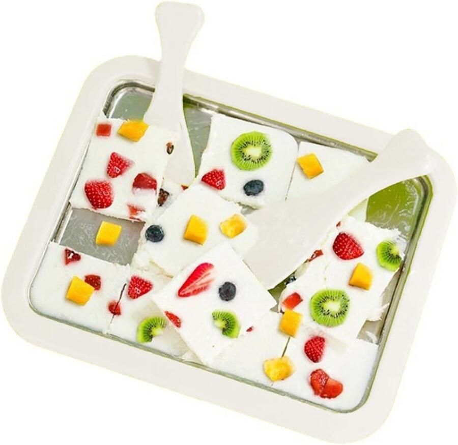 Ice Cream Maker Set Kleine Rvs Instant Ice Cream Rvs Instant Ice Cream Roller Plaat Dikker Ijs Roll Plaat met 2 Spatel voor Gelato Sorbet Frozen Yoghurt