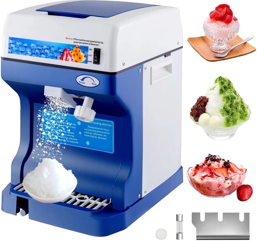 Ice Crusher Schaaf ijsmachine Slush Machine 120kg Capaciteit met Verstelbare Ijstextuur 250W 320 RPM 29 x 39 x 43 cm Blauw
