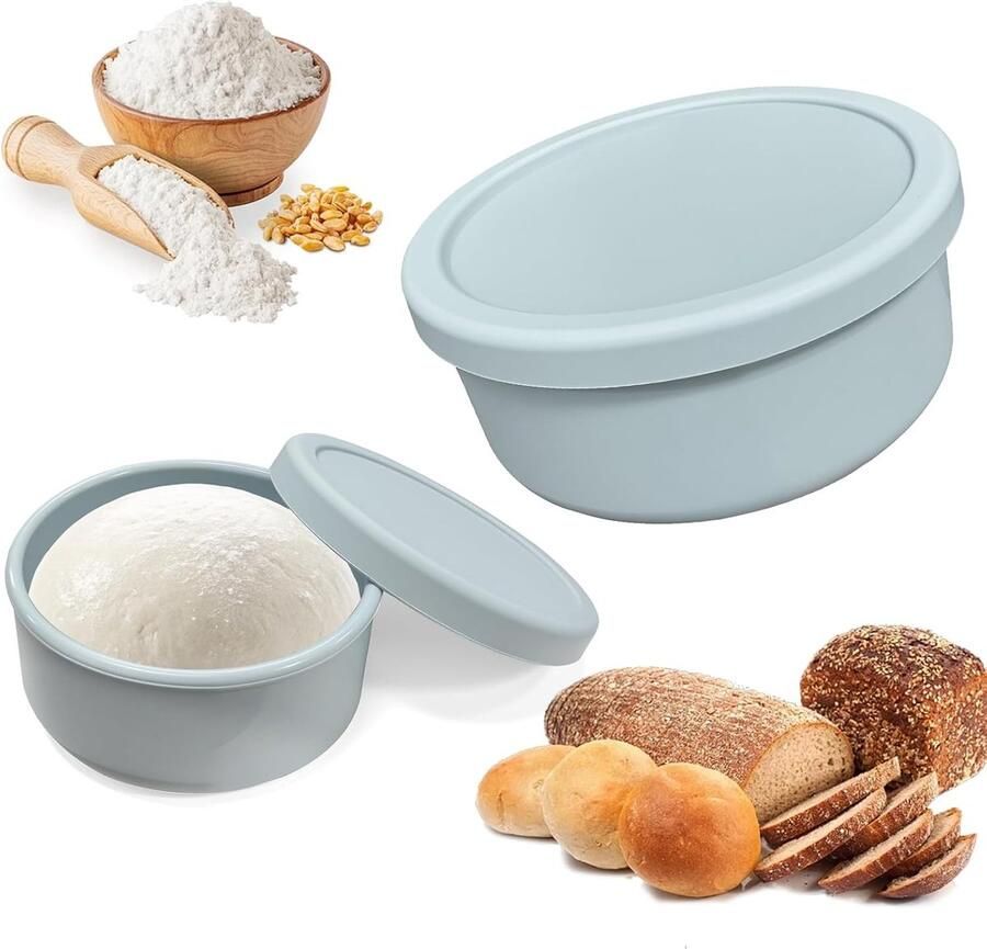Ideale Opbergdozen voor Pizzadeeg Hittebestendig Antiaanbaklaag Ruimtebesparend Perfect voor Invriezen en Bakken Set van 2 300ML+700ML