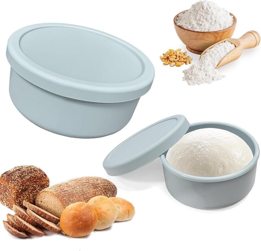 Ideale Opbergdozen voor Pizzadeeg Hittebestendig en Antikleef Ruimtebesparend Perfect voor Vriezen en Bakken Set van 2 300ML en 700ML