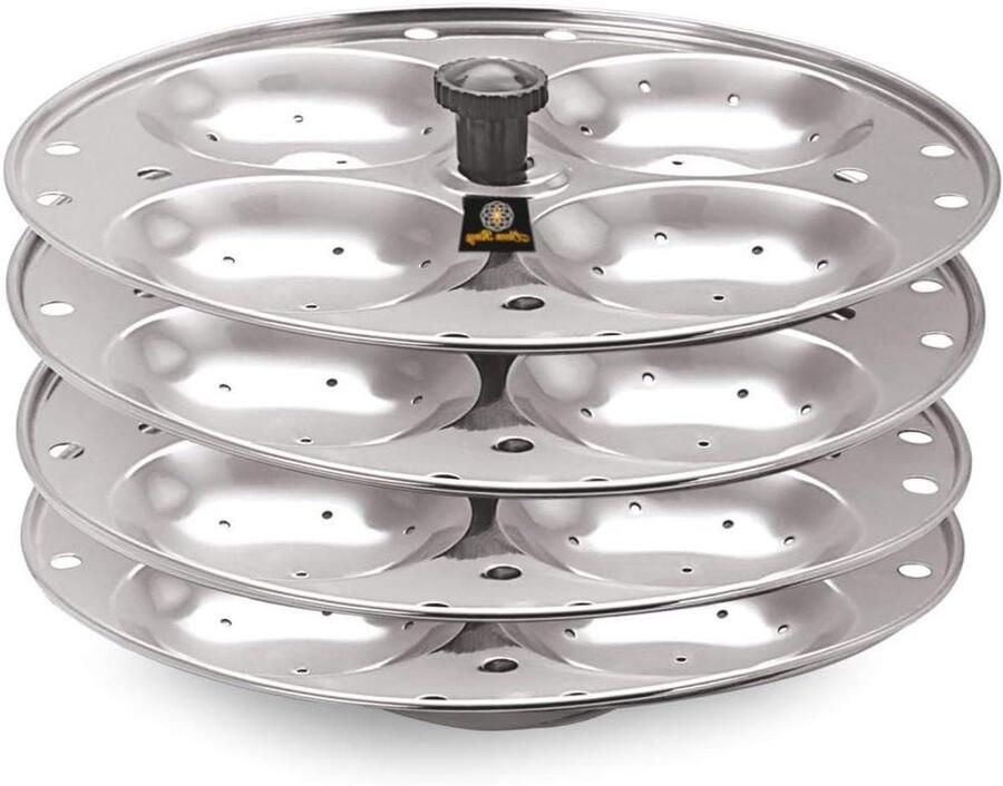 Idli Maker Stoommaker Idli Idlis Maken 4 Platen 16 Idlis Zilver