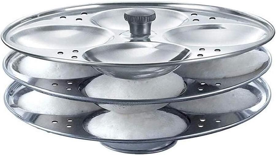 Idli Stoommaker Indiase Keuken Ontbijt Bereiden Roestvrij Staal 16 Stuks Zilverkleurig