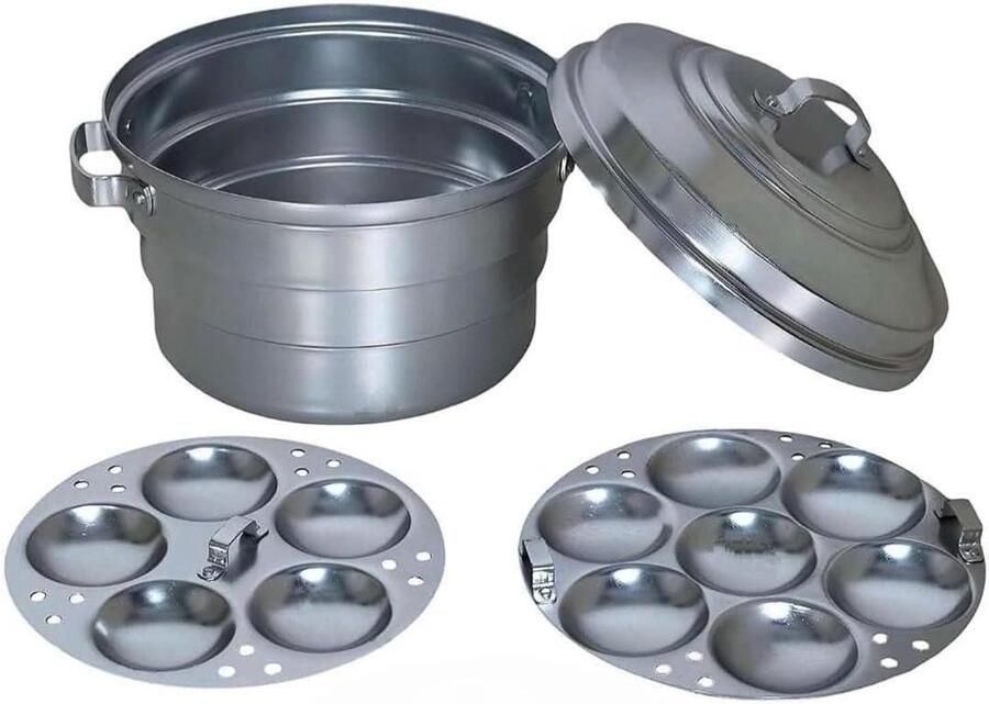 Idly Maker Idli Steamer Pot Koken en Stomen Restaurant Kwaliteit 9 Idli Zilver
