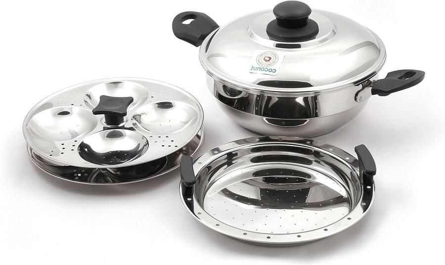 Idly Steamer Stoompan Idly Beslag Koken Zonder Resten 8 Stuks Zilver