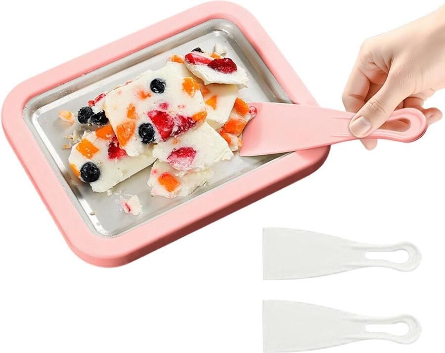 IJs Bereidingsmachine Dessert Maker Zelf Desserts Maken Dubbele Schraper 22.6 x 17.5 cm Roze