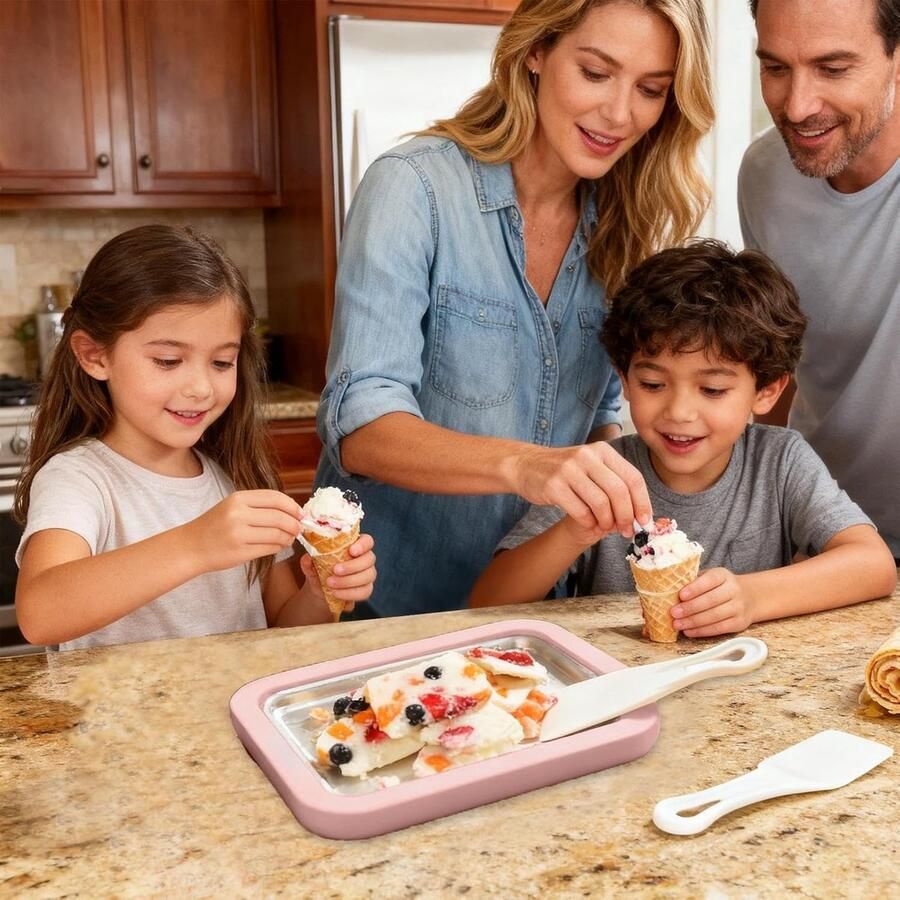 IJs Bereidingsmachine Dessert Maker Zelfgemaakte Lekkernijen Duurzaam RVS Systeem 22.6 cm Roze