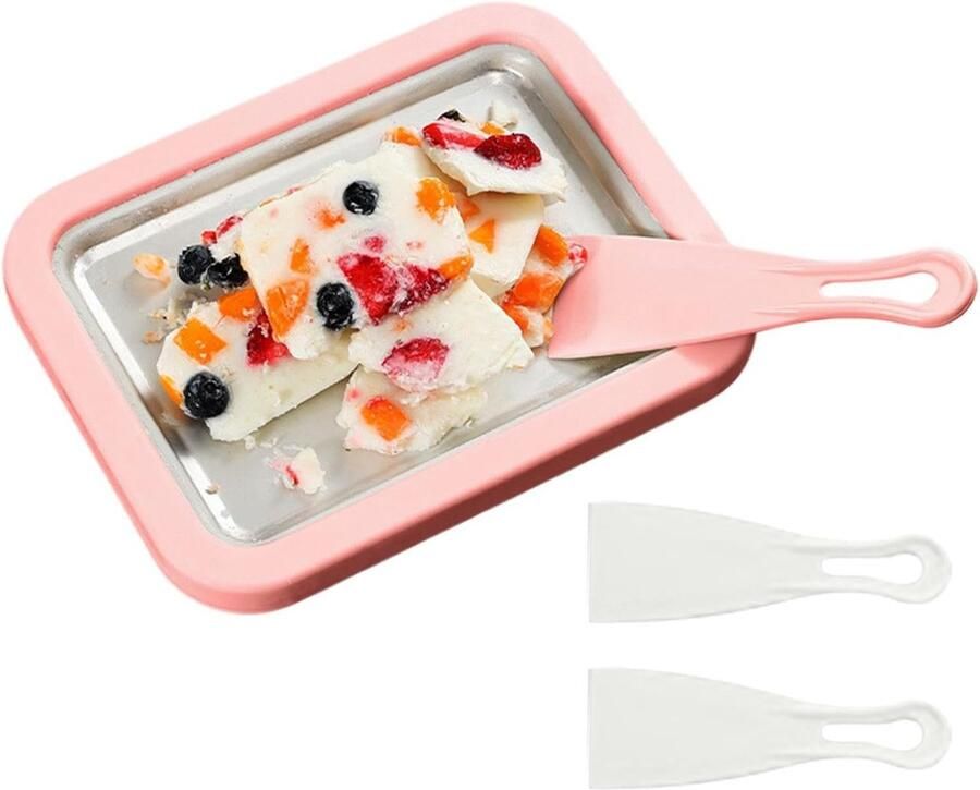 Ijs Bereidingsmachine Yoghurt Bak Zelf Ijs Maken Dubbele Schraper 22.6cm Roze