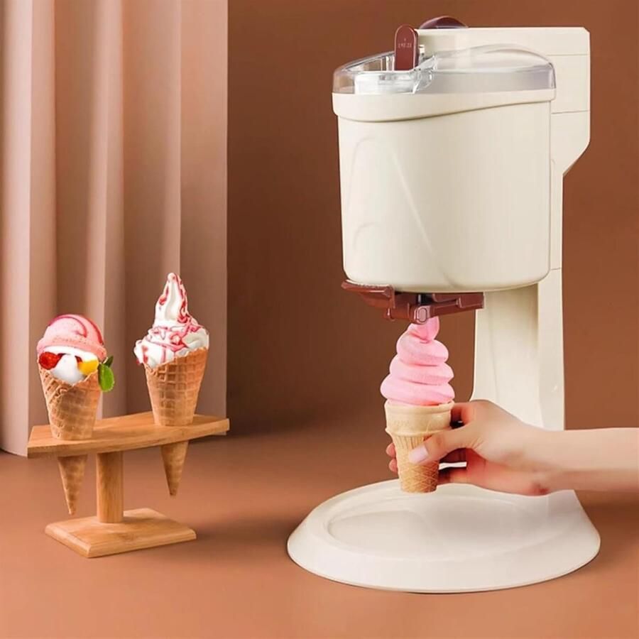 IJs Machine Soft Serve Maker Desserts Maken Automatische Bediening 1 Liter Capaciteit Wit
