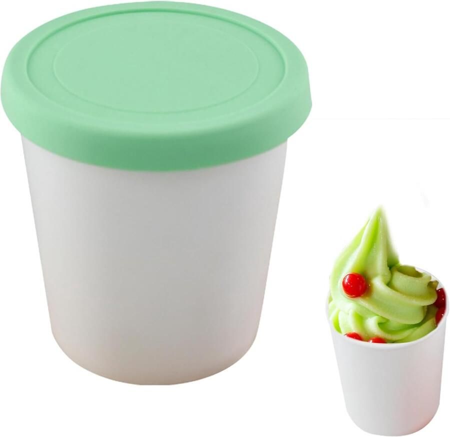 IJs Opslagcontainer Dessert Bak Zelfgemaakt IJs Lekvrij Deksel 1 Liter Lichtgroen