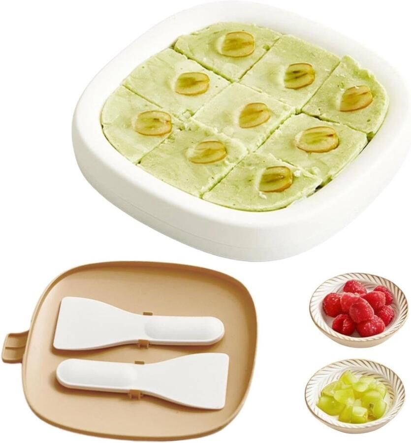 Fruitsorbetpan IJsmachine Rolbord Desserts Maken Roestvrij Staal 23x23 cm Geel