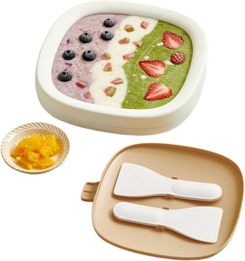 Rol ijs maker Dessert machine Zelfgemaakte desserts Voedselveilige plaat 23 cm breed Geel