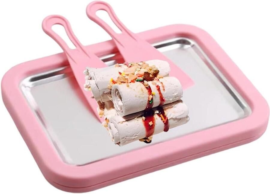 Gerolde ijsmachine Dessertmaker Vriezer Desserts Maken Dubbele Schraper 10 Min Vriestijd Roze