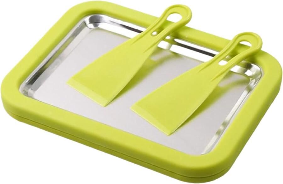 IJs Rolletjes Maker Gebakken Yoghurt Machine Thuis Desserts Maken Inclusief Twee Schrapers Draagbaar Formaat Groen