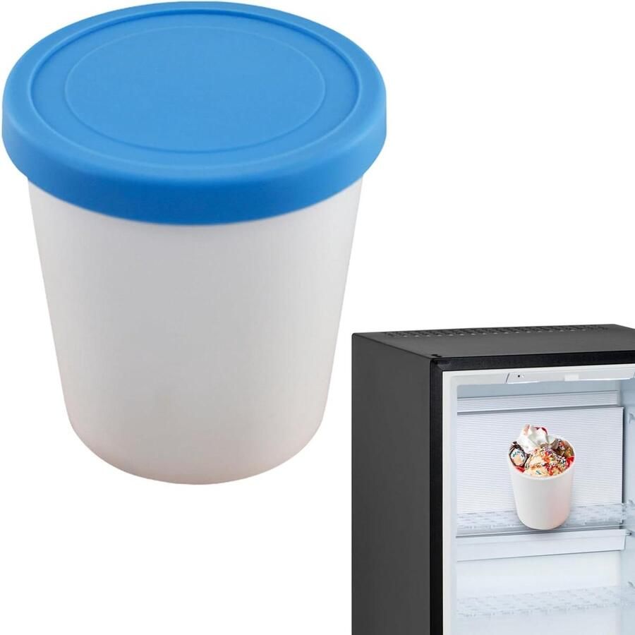 IJsbak Containers Vriezer Opslag Zelfgemaakt IJs Stapelbaar Ontwerp 1000ml Capaciteit Blauw - Foto 1
