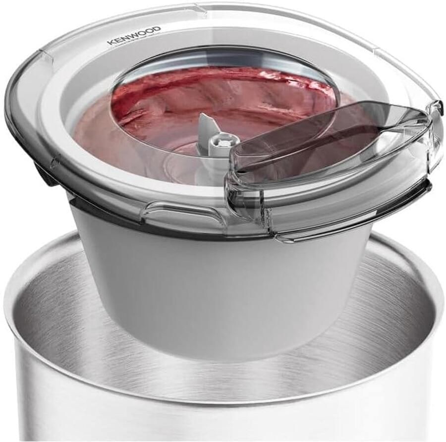 Ijsbereider accessoire KAX71.000WH Ijsmachine voor Sorbet en Bevroren Yoghurt Ijsmachine Accessoire voor Keukenmachine Geschikt voor Chef Blender 1L Kom Kunststof Wit