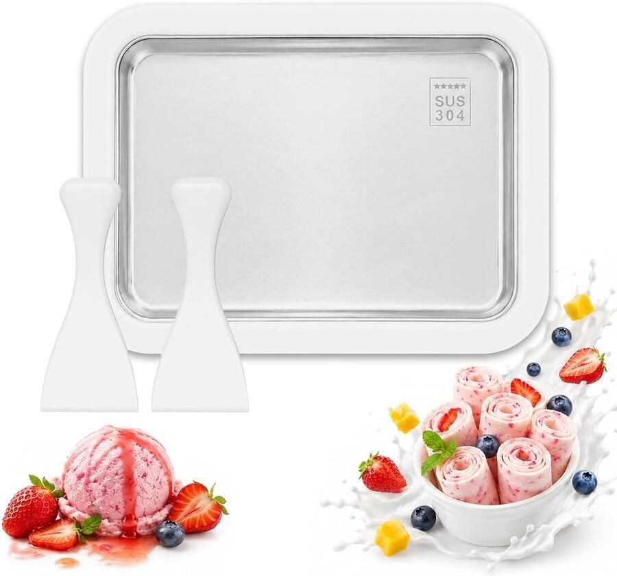 IJsbereidingsmachine Wit Voor Zelfgemaakt Gerold IJs Sorbet en Yoghurt Inclusief 2 Spatels