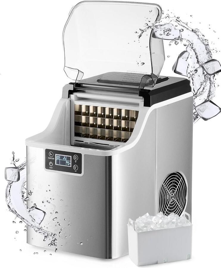 Ijsblokjes Machine IJsmaker Feestjes Vullen Zelfreinigend 41 kg 24 uur Zilver