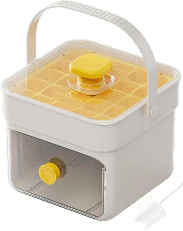 IJsblokjeshouder Ijsmachine bakje Dranken Koelen Dubbellaags Ontwerp 18 x 16 x 16 cm Geel en wit