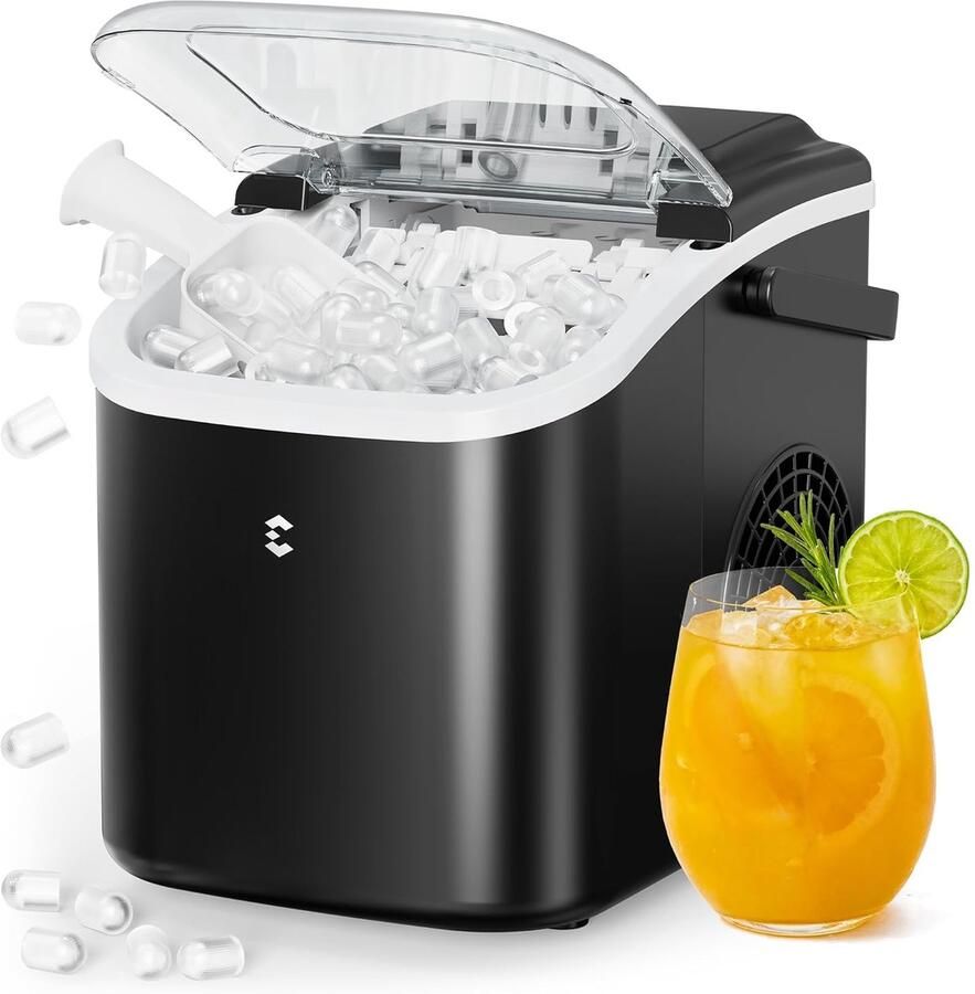 IJsblokjesmachine 12 kg per Dag – IJs in 6 Minuten – 2 Formaten Zelfreinigend en Stil onder 35 dB