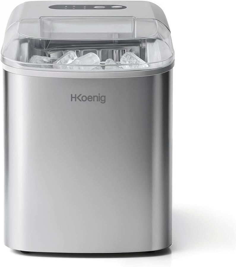 IJsblokjesmachine 12kg per Dag 2 Formaten IJsblokjes IJs Binnen 13 Minuten Compact voor op Aanrecht (Zilver)