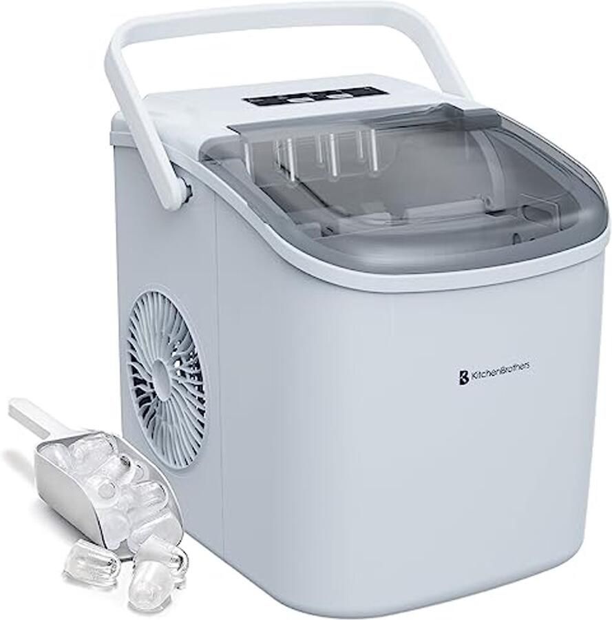 IJsblokjesmachine 1.2L 12kg 24h Draagbaar met Handgreep IJsblokjesmaker met IJsschep Wit