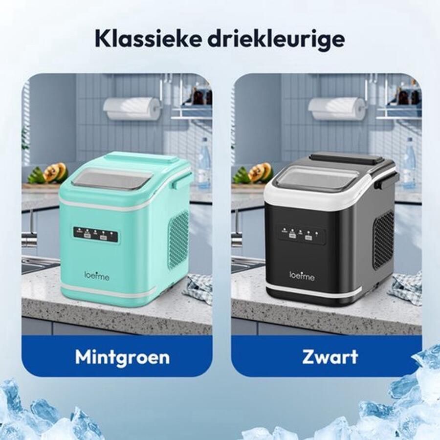 Ijsblokjesmachine 1.4L Zwart 12 kg Per Dag 33x32 cm Draagbaar Voor Thuis En Kantoor