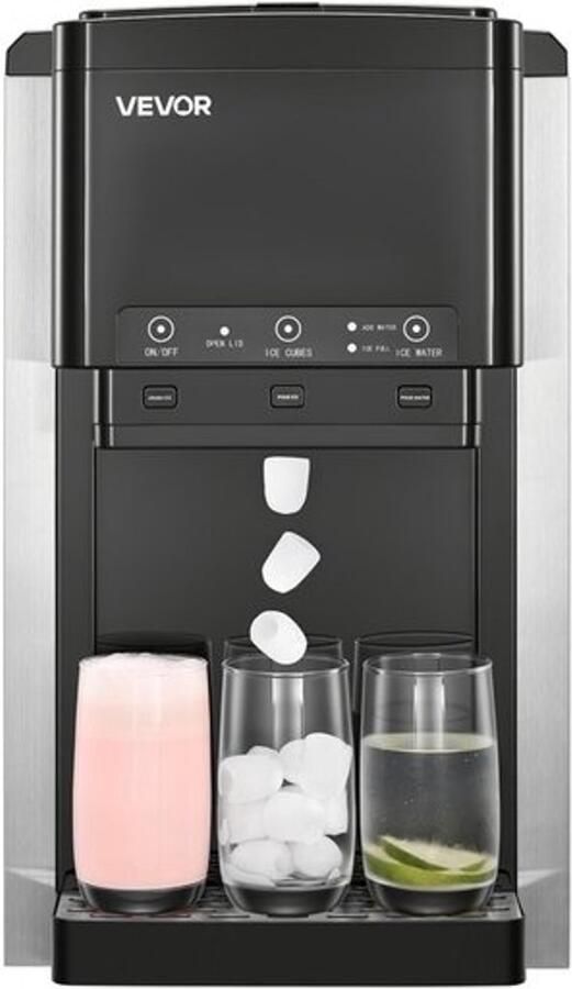 Ijsblokjesmachine 3-in-1 Tafelmodel 16 kg Per Dag Capaciteit 12 Bolvormige Ijsblokjes Per 7 Minuten RVS En Kunststof Voor Keuken En Feestjes