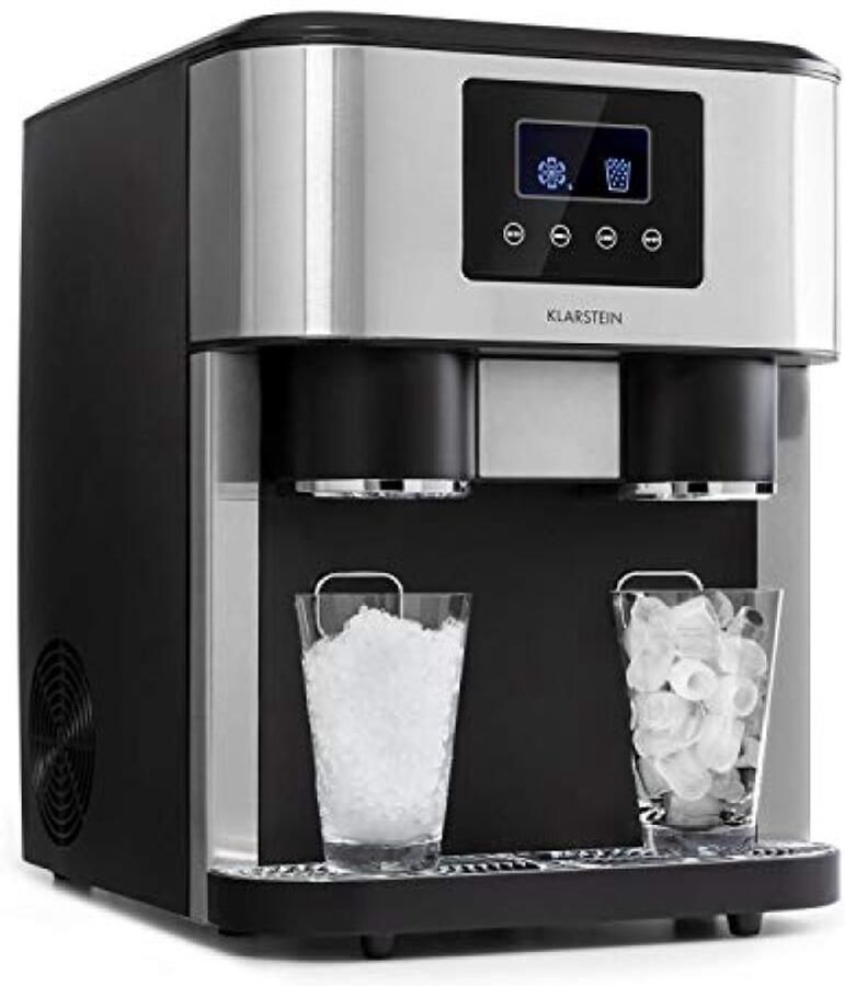 IJsblokjesmachine 3-in-1 voor ijsblokjes crushed ice en ijswater dagie 15-18 kg zilverkleurig