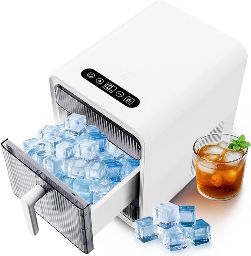 IJsblokjesmachine Aanrecht Draagbare IJsmaker Drankjes Koelen Zelfreinigende Functie 15 kg per 24 uur Zilver