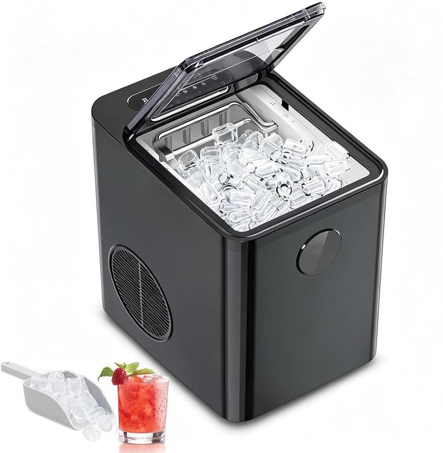 IJsblokjesmachine Aanrecht IJsmachine Portable Drankjes Koelen 9 Blokjes Snel 9 ijsblokjes per 6 min Zilver