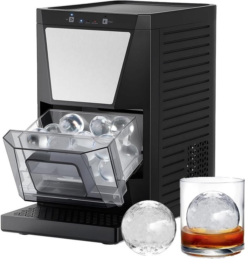 Ijsblokjesmachine Aanrecht IJsmaker Bolvormig Cocktails Whiskey 2 Bollen Per 50 Min 42 Stuks Dag