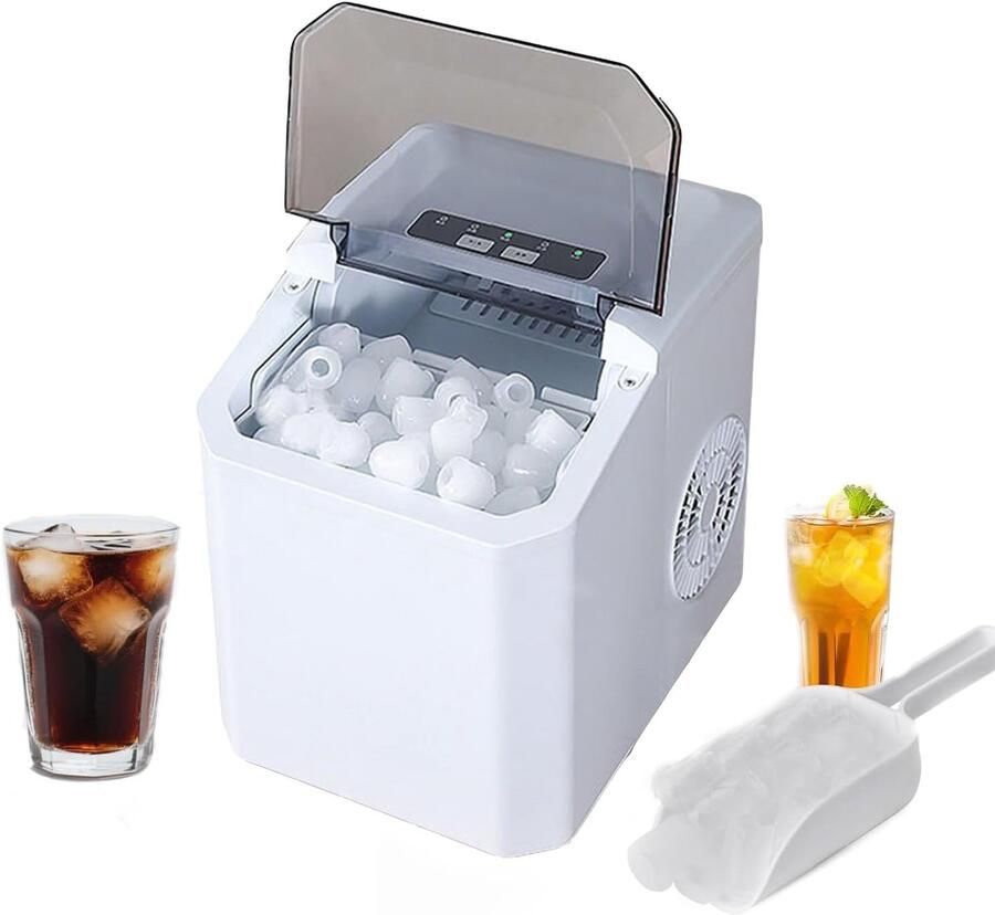 IJsblokjesmachine Aanrecht Snelle IJs Maker Drankjes Koelen Automatische Reiniging Compact Formaat Wit