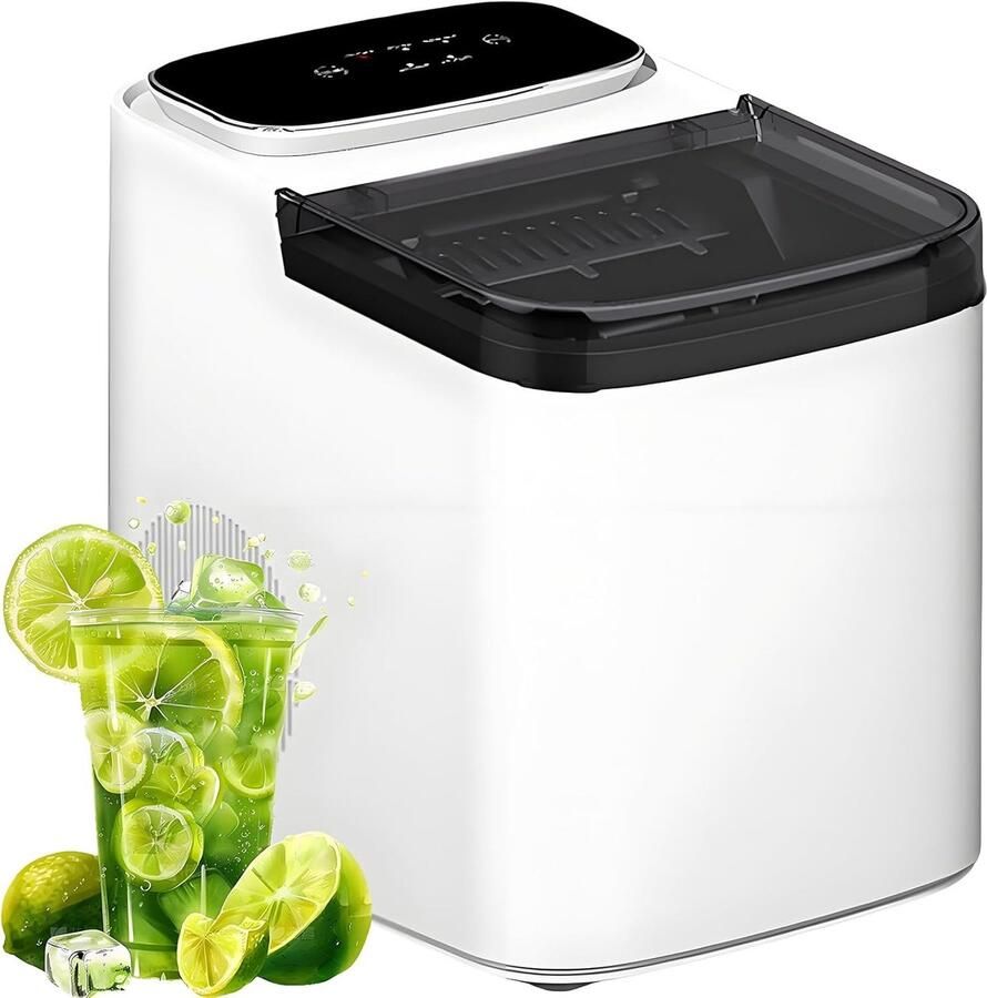 IJsblokjesmachine Nugget ijsmaker Drankjes Koelen Zelfreinigende functie 23.5 x 30.2 x 30.5 cm Zwart en wit