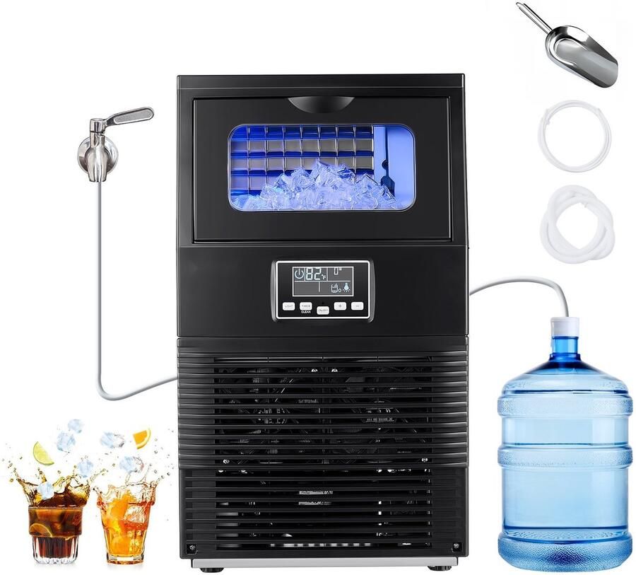 IJsblokjesmachine Commercieel Capaciteit 41 kg dag Opslag 5 kg RVS LED-display Zelfreinigend Vrijstaand & Tafelmodel