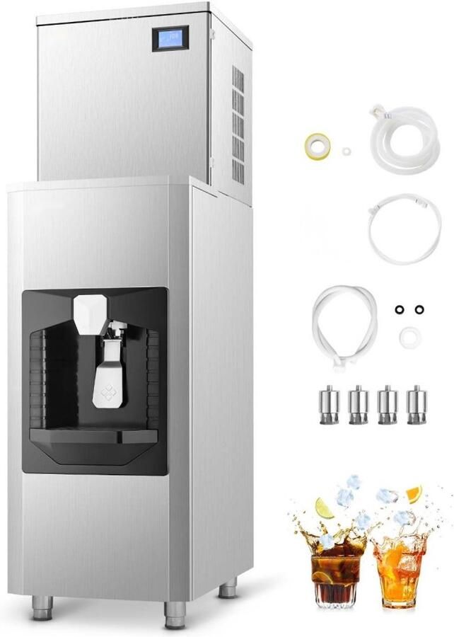 IJsblokjesmachine Commercieel ie 163 kg dag IJsopslag 80 kg Automatische ijsdispenser 9 kg min Zelfreinigend Touchscreen bediening Voor horeca bar restaurant