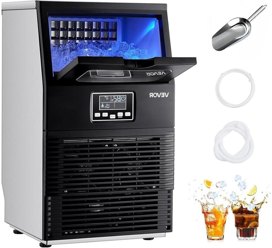 IJsblokjesmachine Commerciële ijsmachine Capaciteit 36 kg per dag Opslag 5 kg RVS-behuizing LED-display Zelfreinigend Vrijstaand of tafelmodel - Foto 2
