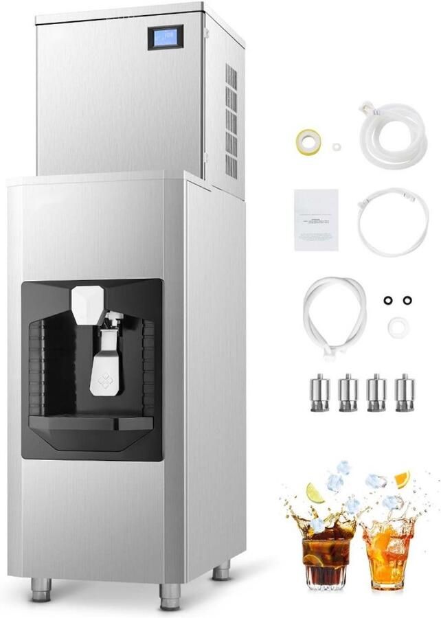 IJsblokjesmachine Commerciële ijsmachine ie 249 kg dag IJsopslag 80 kg Automatische ijsdispenser 9 kg min Zelfreinigend Touchscreen Horeca