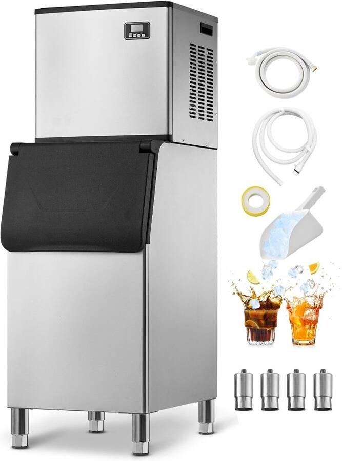 IJsblokjesmachine Commerciële ijsmaker Capaciteit 249 5 kg dag Opslag 136 kg Automatische zelfreiniging Touchscreen bediening Voor horeca bar en café